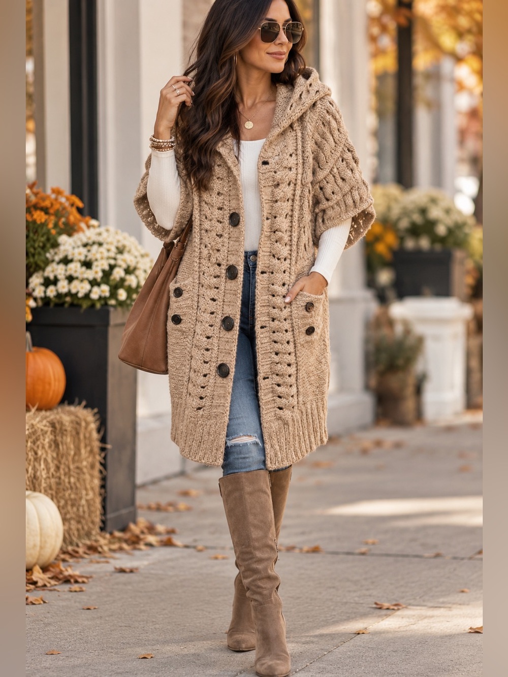 NWT Coochie Crochet Hooded Long Vest